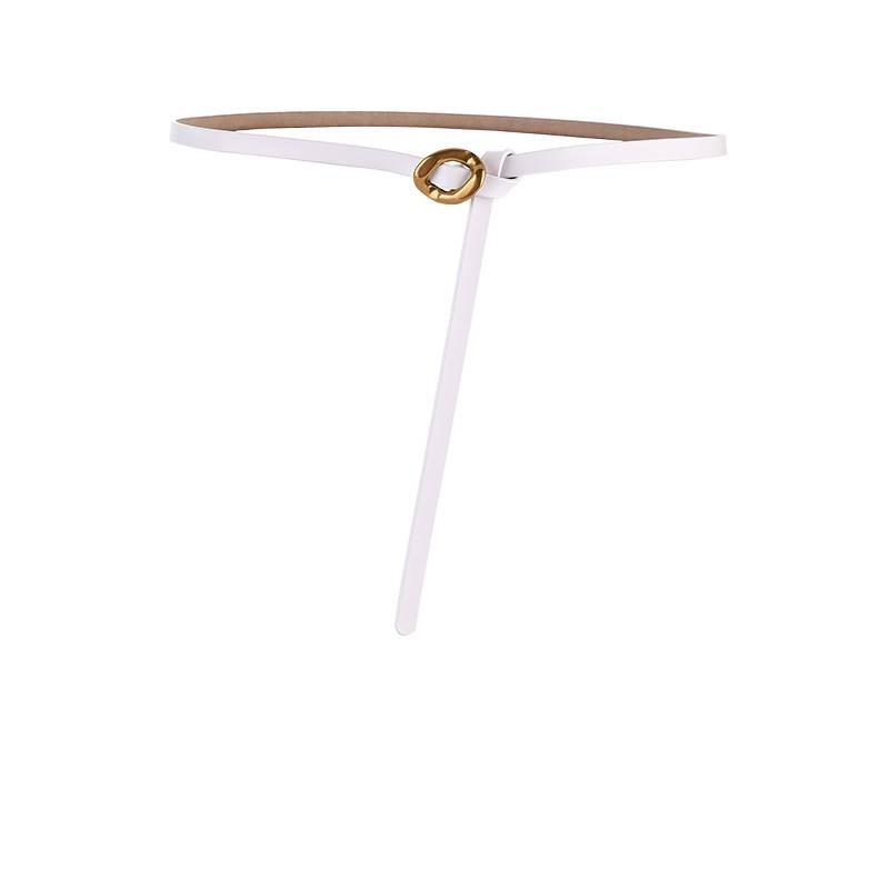 Genuine Leather Womens Slim Belt With Metal Buckle For Office And Casual Wear