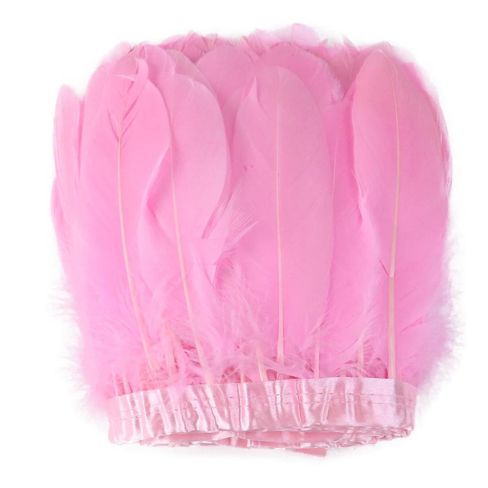 1 Meter Rosa Gänsefedern Besatz 15-20 cm Für Hochzeitskleid Dekoration Nähhandwerk Federlampenmaterial Federband