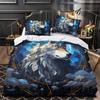 3D Printed Wolf Element Fashionable Down Duvet Cover, Ultra-fine Fiber Bedding Set, Children's and Adult Zipper Down Duvet Cover