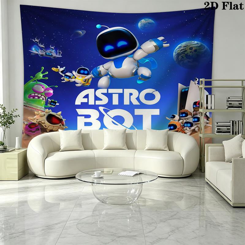 Astro Bot Wandteppich Ästhetische Wandbehang Bedruckter Stoffdecke Dekorative Wandteppiche für Schlafzimmer Wohnzimmer Heimdekoration