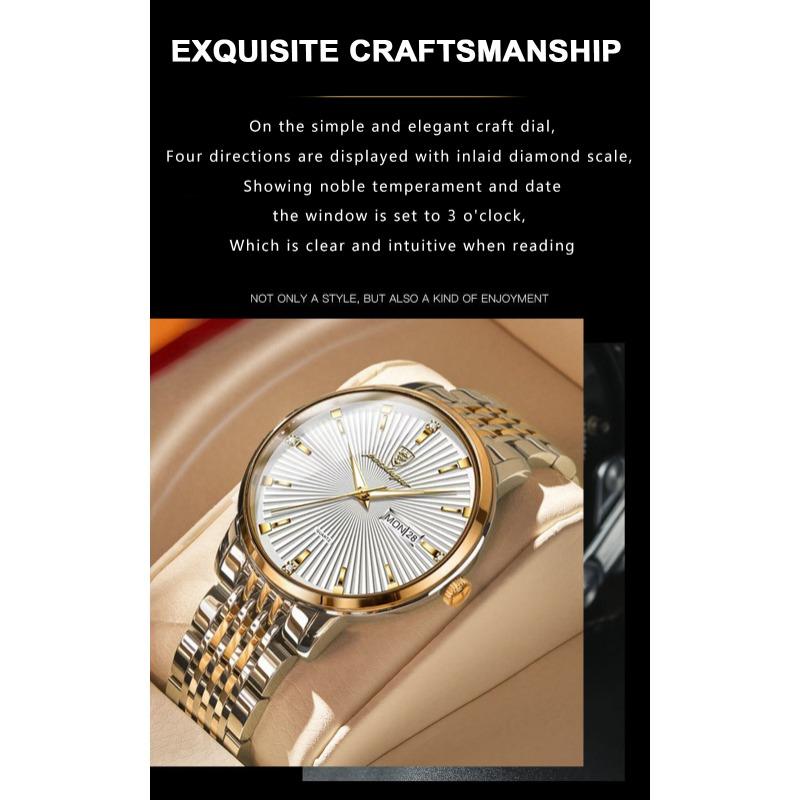 POEDAGAR Fashion Business Men's Watches Waterproof Luminous Date&Week Stainless Steel Watch Quartz Exquisite Male Wristwatch