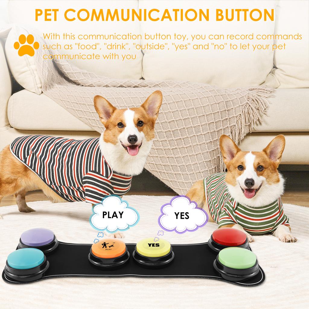 4/6 Pcs Dog Communication Buttons with Nonslip Mat Voice Recording Button for Pet Training Buzzer 30 Second Record Playback