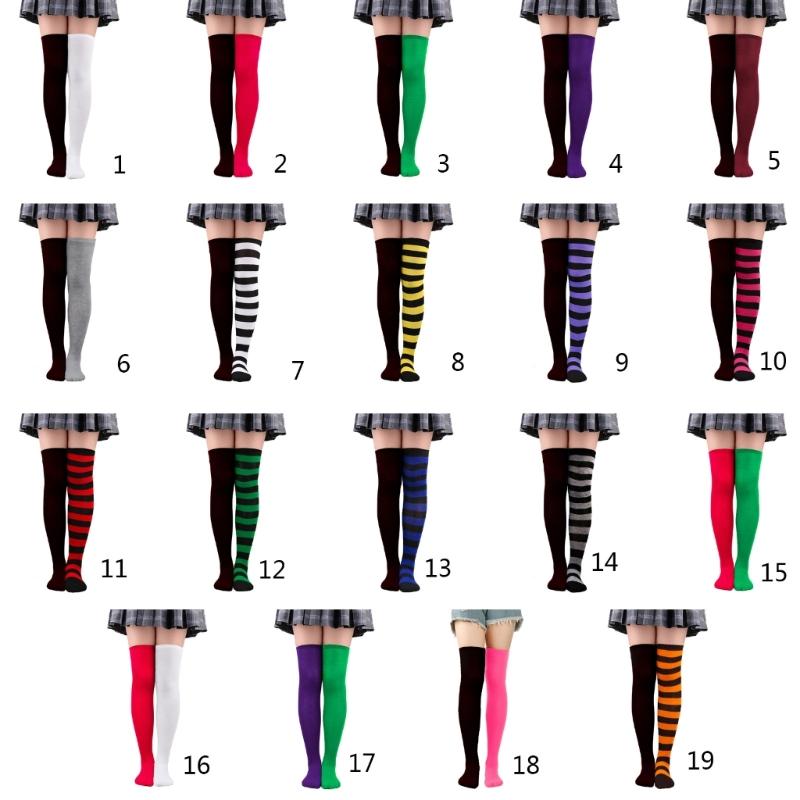 Gestreifte Strümpfe Unterschiedlich farbige Strümpfe Über das Knie Lange Socken Weihnachts-Oberschenkelhohe Strümpfe Lange Beinstrümpfe