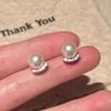High-end Compact Zircon Pearl Earrings for Women  Niche Light Luxury  Retro Personality  Simple and Versatile  Fashionable Earrings