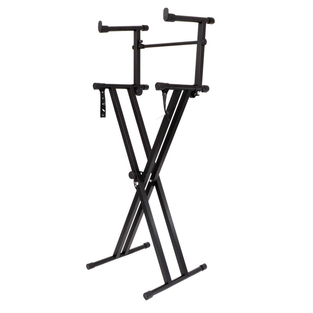 Elevated X-Frame Dual-Tube Keyboard Stand, Double-Layer for Two Keyboards