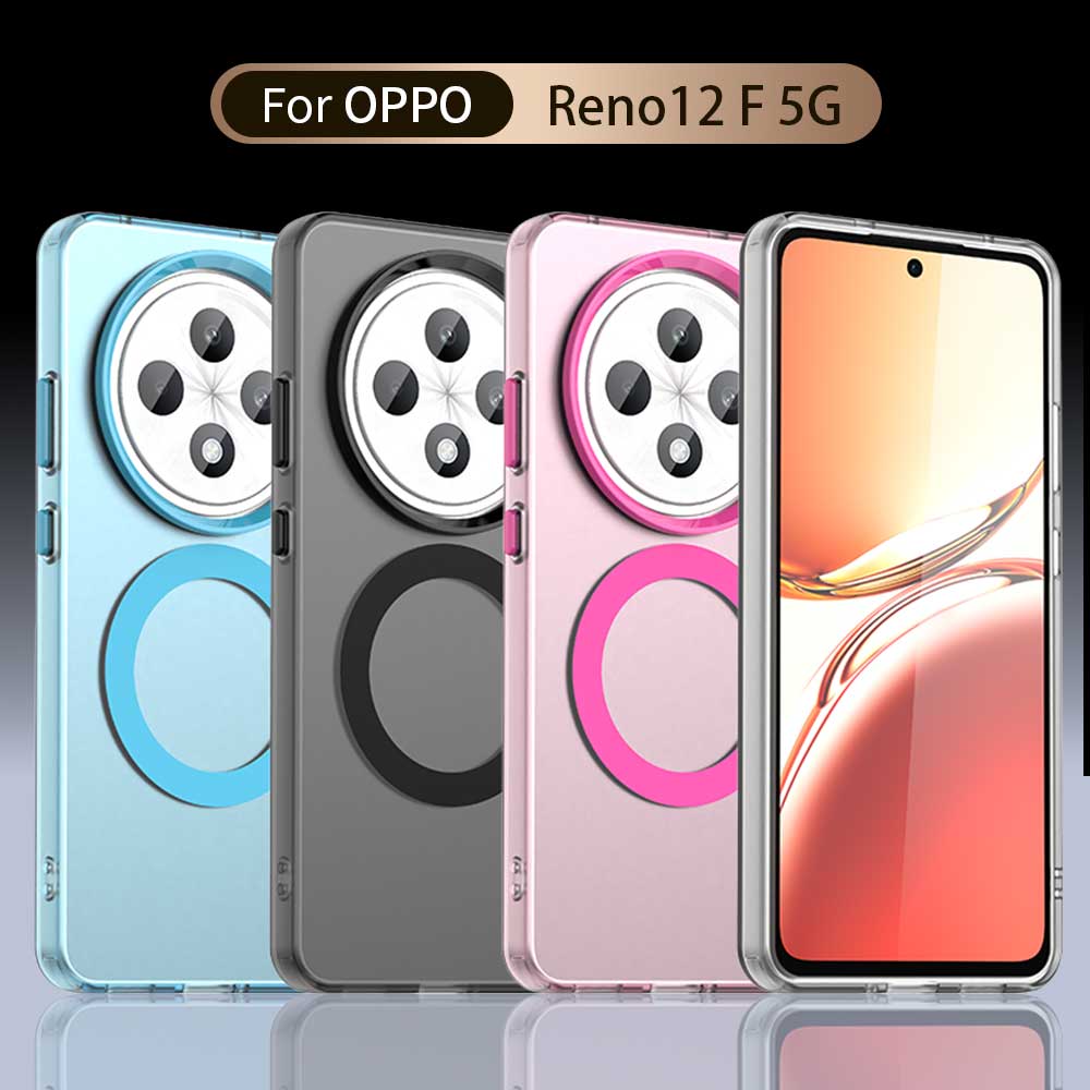 Magsafe Matte Phone Case For Oppo Reno 12F 5G/4G 12FS 5G/4G F27 Protective Case Magnetic Wireless Charging Shockproof Back Cover