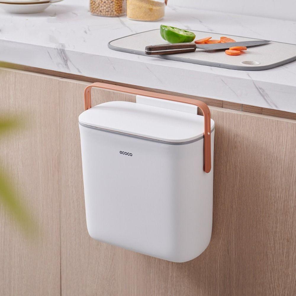 

Space-Saving Wall-Mounted Trash Can Waterproof Kitchen Compost Bin for Kitchen Living Room серый