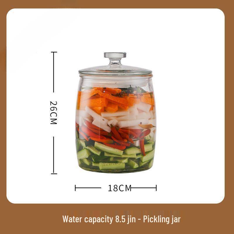 Kimchi Jar - Thick Glass Pickle Jar for Vegetables, Laba Garlic, Waterproof & Sealed