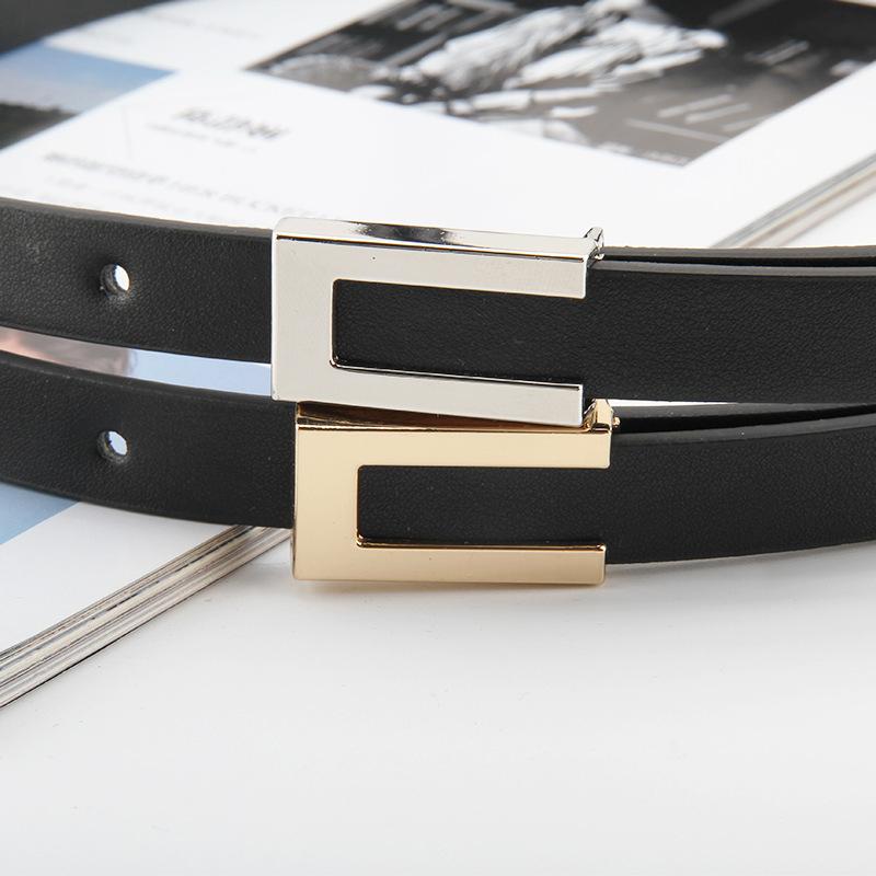 Women Thin Belt Metal Buckle Ladies Trouser Dress Decoration Waistband Vintage Casual Pu Leather Waist Belt