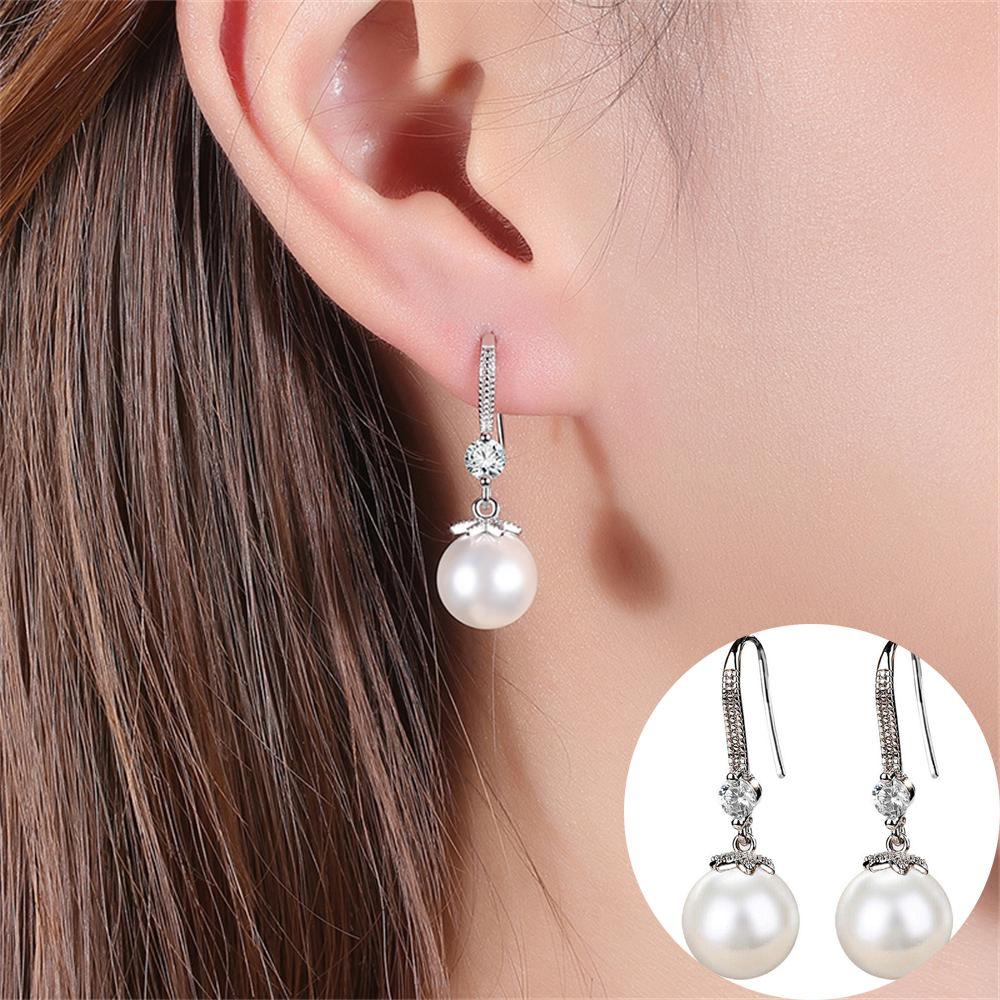 

Stud Earrings Drop Ear Studs Long Tassel Pearl Earrings Flower 925 Silver