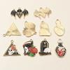 10pcs Flower Skull Tombstone Charms Pendant Enamel Gothic Punk Style DIY Jewelry Making Accessories Necklace Bracelet Findings