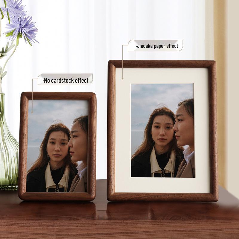 3D Decorative Solid Wood Photo Frame with Mortise and Tenon Structure, Perfect for Desktop Display and Commemorative Couple Photos