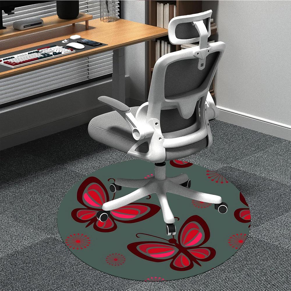 

1pc Butterfly Print Office Round Rug, Non-slip, Soft and Durable Office Rug for Interior Decoration, Perfect for Office, Beautiful Decoration yy260312 80cm by 80cm
