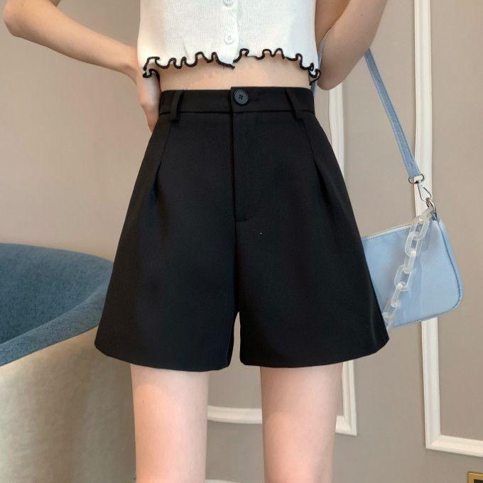 

Women s 2026 Summer Plus Size Black Wide-Leg High-Waist A-line Casual Shorts XS (70-86 jin) чёрный
