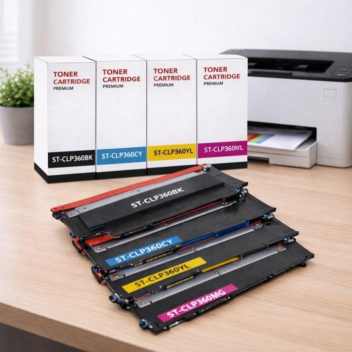 Pack de 4 Cartouches Toner - SHOP-STORY - Compatibles Samsung K406S - Rendement élevé - Installation simple - CMJN