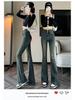 Petite High-Waisted Frayed Micro-Flare Jeans - Elastic Slimming Bodycon Bell Bottoms for Spring & Autumn