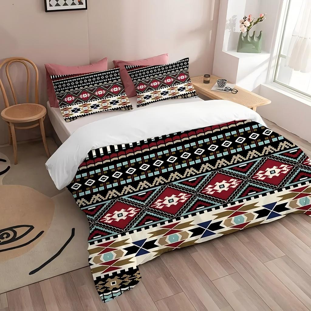 Comforter Geometric Pattern 3D Printed Retro Exotic Tribal Style Bedding Set Luxury Home Textiles Comfortable S