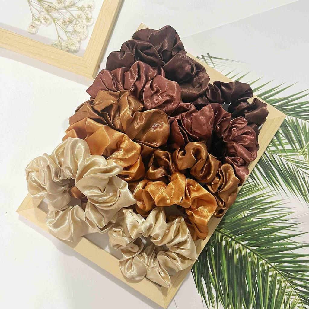 Satin Large Intestine Scrunchies Hair Ties Set - Simple Ponytail Hair Accessories