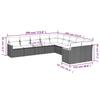 10-teiliges Gartensofa-Set mit Kissen Schwarzes Poly-Rattan