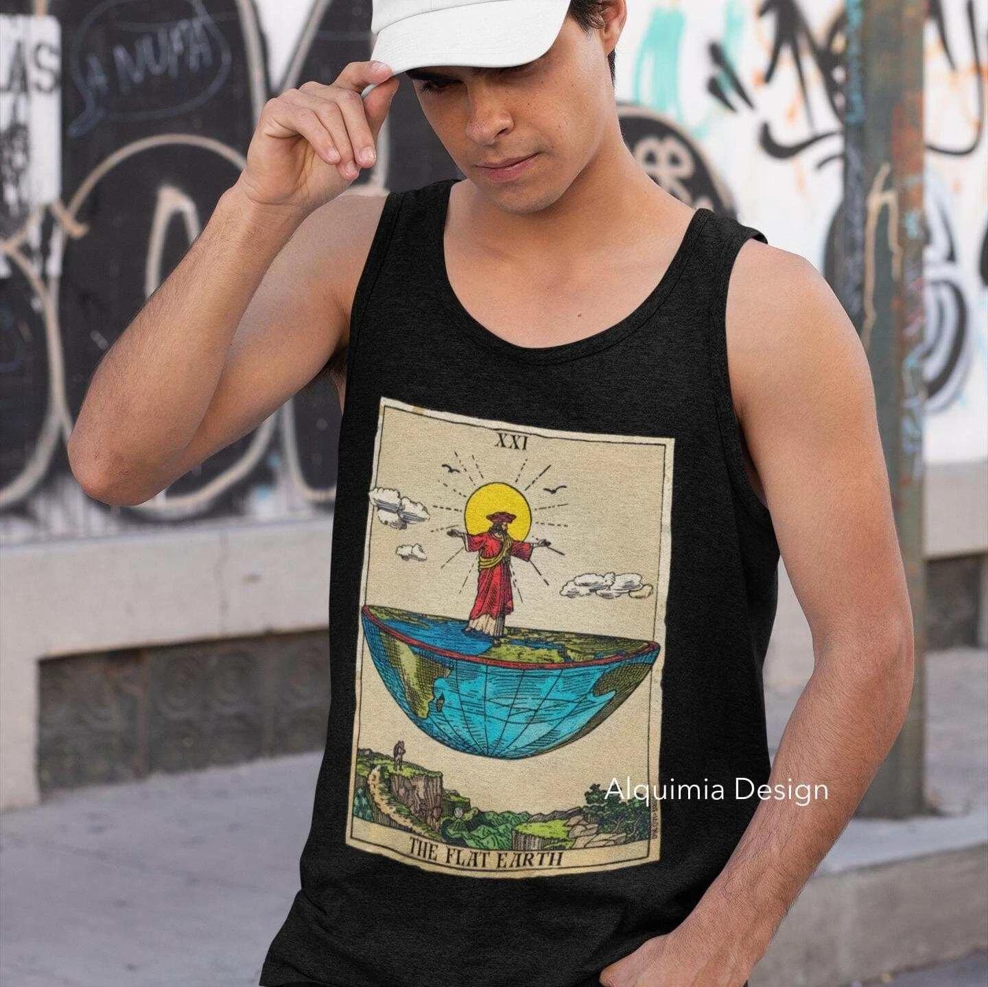 The Flat Earth Tarot Card Tank Top, Conspiracy Theory 4XL