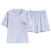 Short-sleeved Pajamas Women's Summer Thin Style with Chest Pad Cartoon Girl Student Loungewear Can Be Worn Outside the Suit