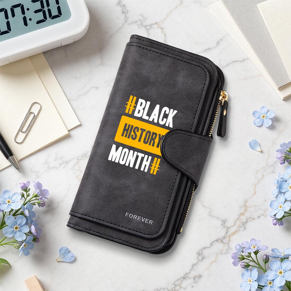 Stylish Black History Month Printed Long Wallet Portable Card Holder Cash Purse for Daily Use