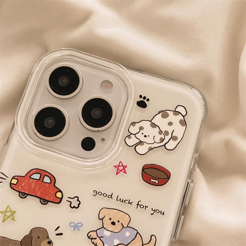 Japanische und koreanische Cartoon-Graffiti-Welpen-Hülle für Apple 17 Handyhülle, weiblich, 16 Cartoon 15 Pro Max/14, niedlich, 13/12