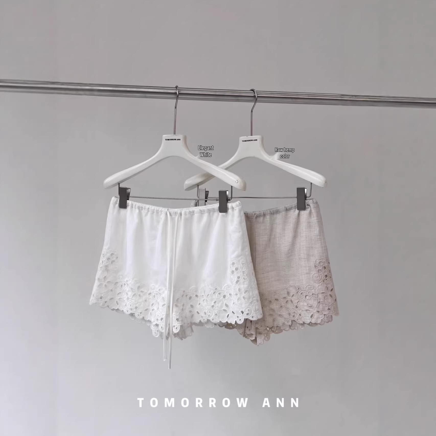 TomorrowAnn Women s Summer Embroidery Linen Elastic Waist Shorts: Loose Fit, Slimming, Casual Small