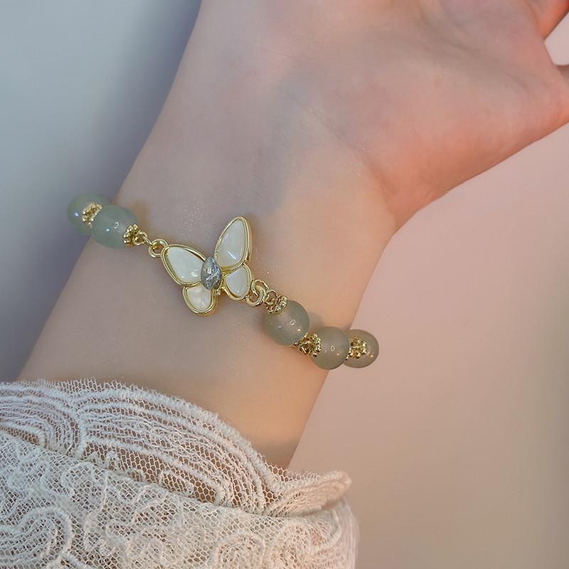 

Новые корейские опаловые браслеты-бабочки для женщин и девочек, тюльпан, лист гинкго, бамбуковый цветок, браслет из бисера, очаровательные вечерние украшения