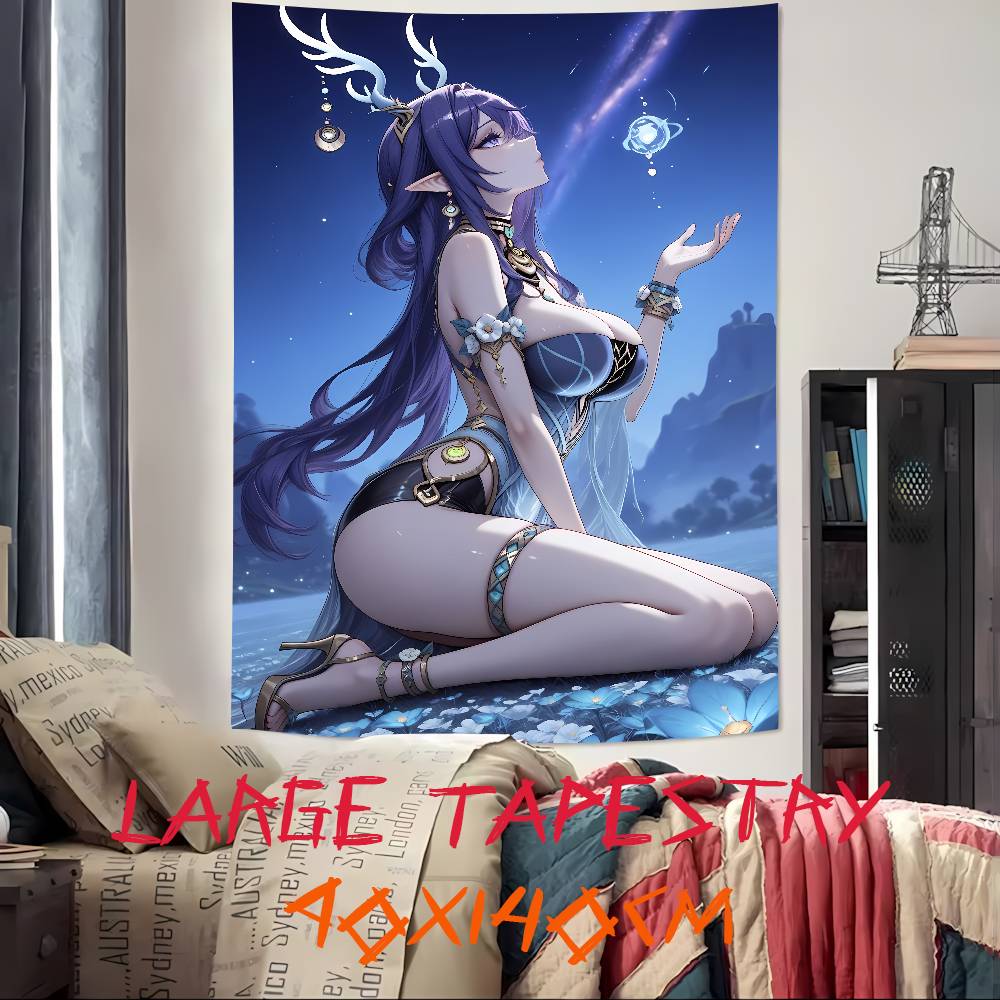 Kawaii Pretty Hot Girl Lauma Cool Video Gaming Tapestry Wall Hanging Art Decoration Aesthetic Background Cloth Birthday Gif