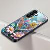 Bunte Blumen-Herzform-Hartglas-Handyhülle geeignet für Samsung GalaxyS26 S25 S24 S22 S21 S20FE/Ultra/Plus sturzsicher