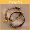 Design Creative Double Layer Braided Rope Bracelet With Cute Elephant Charm