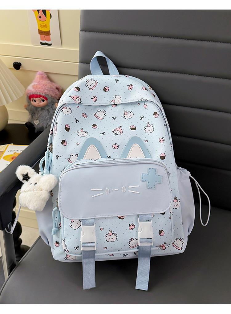 Schoolbag New Female School Style Backpack Cute Cat Primary School Bag Girl Soft Sister Leisure Travel Light Backpack