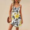 Fashion Women Summer Dress Vintage Floral Print Adjustable Spaghetti Straps Beach Vacation Casual Dress With Pockets