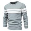 Autumn and Winter Men's Casual Striped Men's Sweater Pullover Color Blocked Round Neck Men's Knitted Sweater