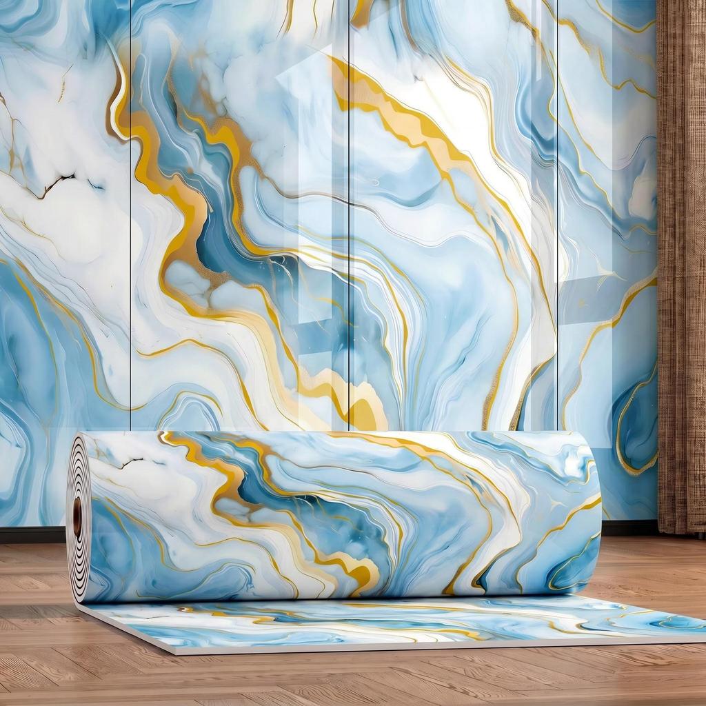Gold-Plated Marble-Style Waterproof Wall Stickers for TV Backgrounds