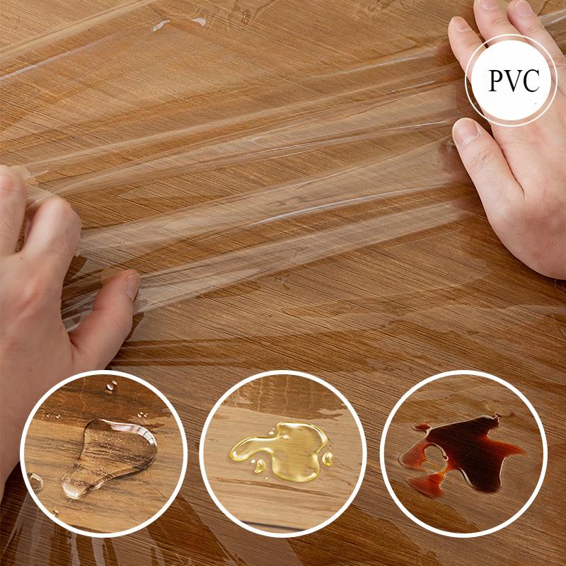 New PVC Transparent Table Mat Waterproof and Oil Resistant Soft Glass European Tablecloth Non Washable and Erasable Rectangular Dining Table Cover