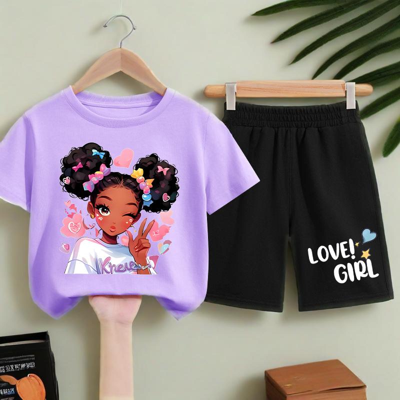 

Fun Girl Printed Kids T-shirt Shorts 2pcs Sets Children s Boy and Girl Casual Outfits Kids Short Sleeve Top Set Sport Sweatsuit 100
