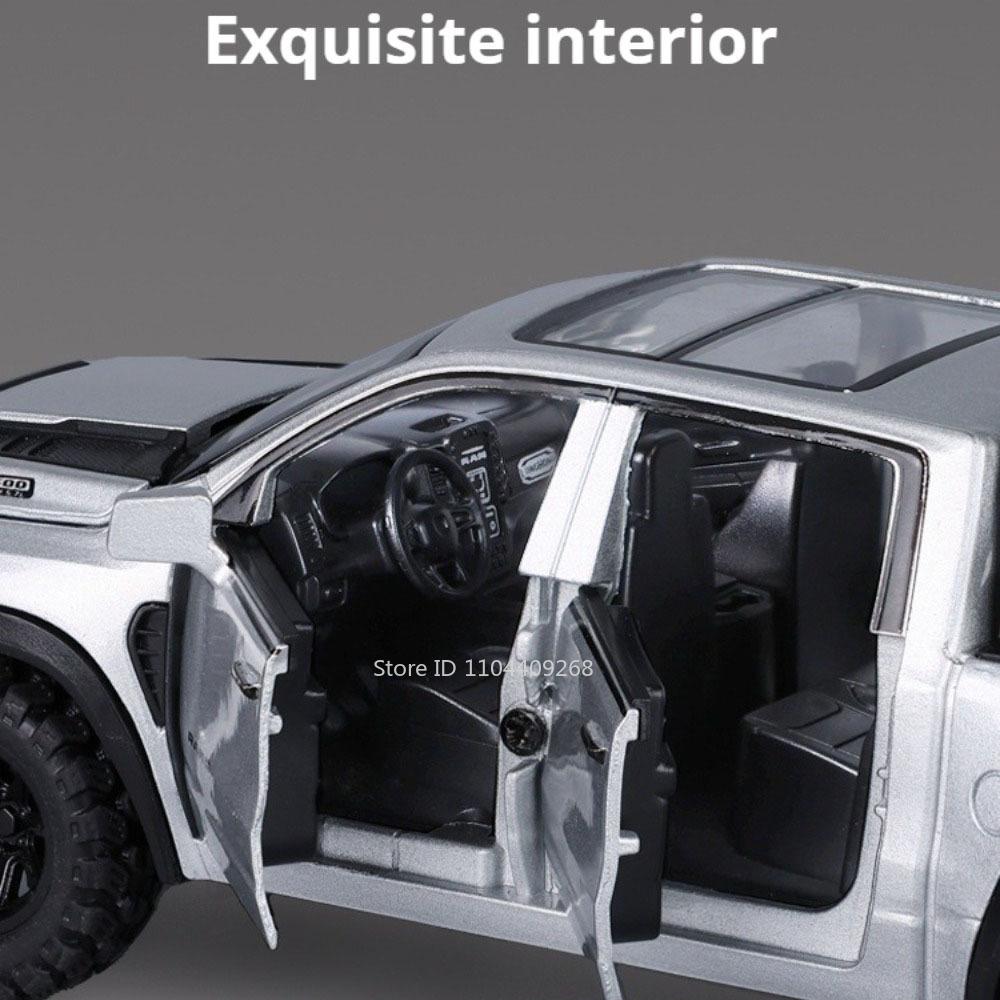 1:32 RAM Mammoth Pickup Model Toy Car Front Wheel Steering Alloy Body Simulated Off-road Truck Models Toys Sound Light Gifts