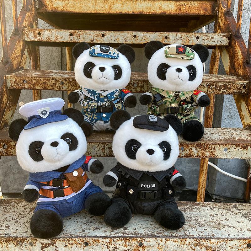Giant panda plush toy doll sea, land and air special police soldier doll soldier brother soldier panda souvenir gift