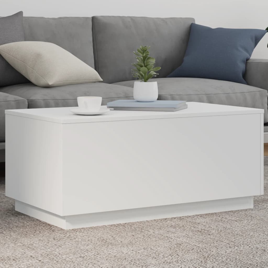vidaXL Couchtisch mit LED-Leuchten Weiß 90x50x40 cm anti-blitz weiße
