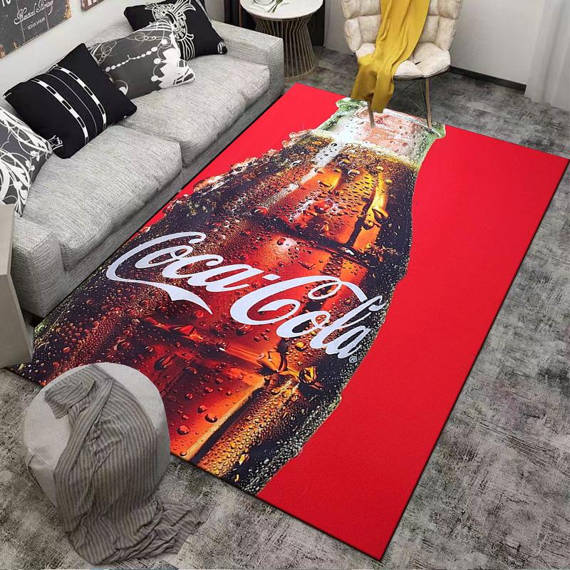 "Red Carpet with Coca-Cola Bottle Print for Home Decoration" Suitable for Use As an Anti-slip for Living Room Bedroom Sofas