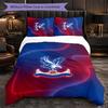 Crystal Palace Fußball 3-teiliges Bettwäsche-Set Weiches Bettbezug-Set mit Kissenbezügen Bedrucktes Schlafzimmer-Deko-Set für Zuhause
