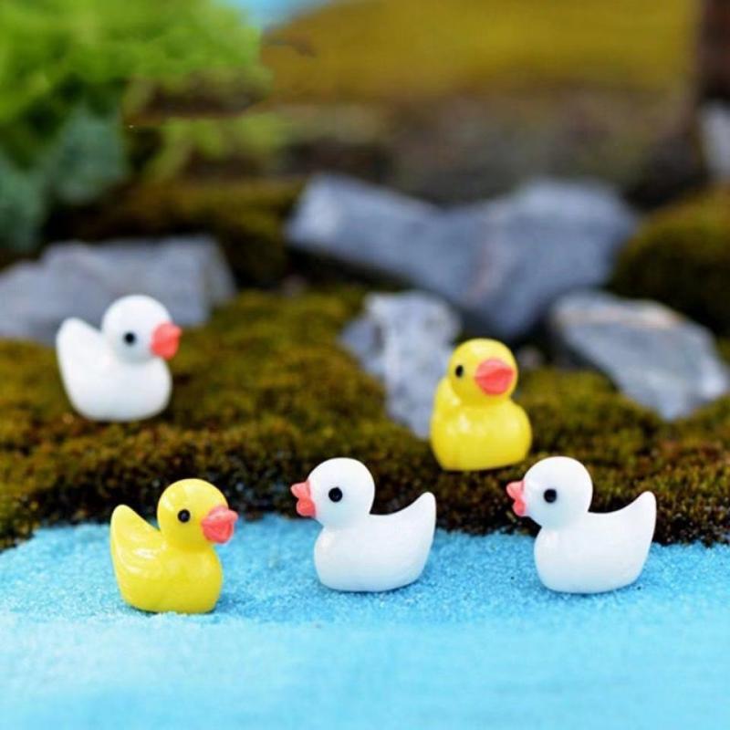 200-10pcs/set Resin Mini Ducks Ornament Miniature Figures Tiny Duck Handicraft Micro Landscape Dollhouse Decoration Accesories