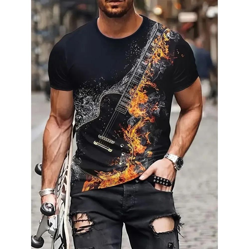Summer Men's 3D Printed Crew Neck T-Shirt Fashion Versatile Breathable Trend Casual