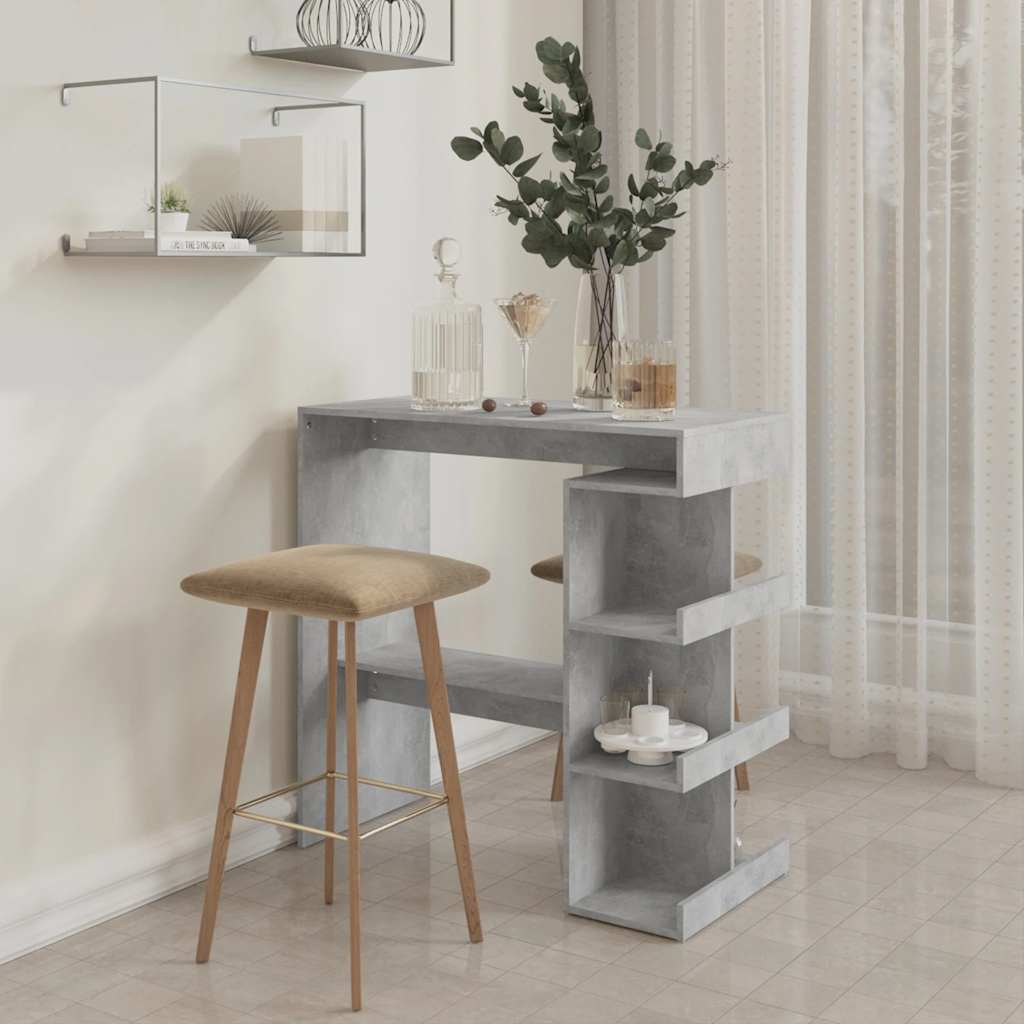 Bar Table with Shelf Concrete Grey 100 x 50 x 101.5 cm Particleboard