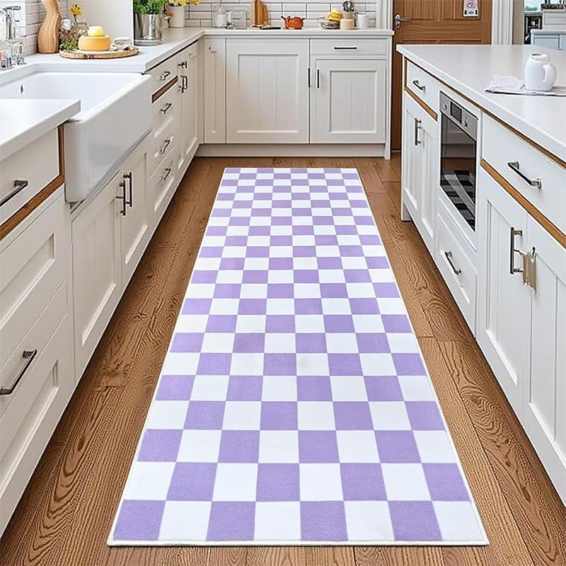 Corridor Carpet Colorful Plaid Carpets Runner Rug Machine Washable Floor Mat Home Decoration Rug for Bedroom Bedside Foot Mats