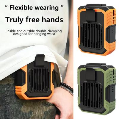 Ventilador externo montado na cintura, bateria de polímero, antiqueda, absorção de choque, USB, banco de energia portátil, com ventilador de pescoço pendurado sem lâminas