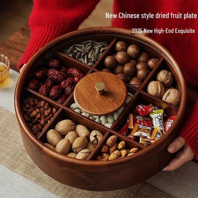 Wedding Dried Fruit Plate - Elegant Nine-Grid Glass Snack Box for Living Room