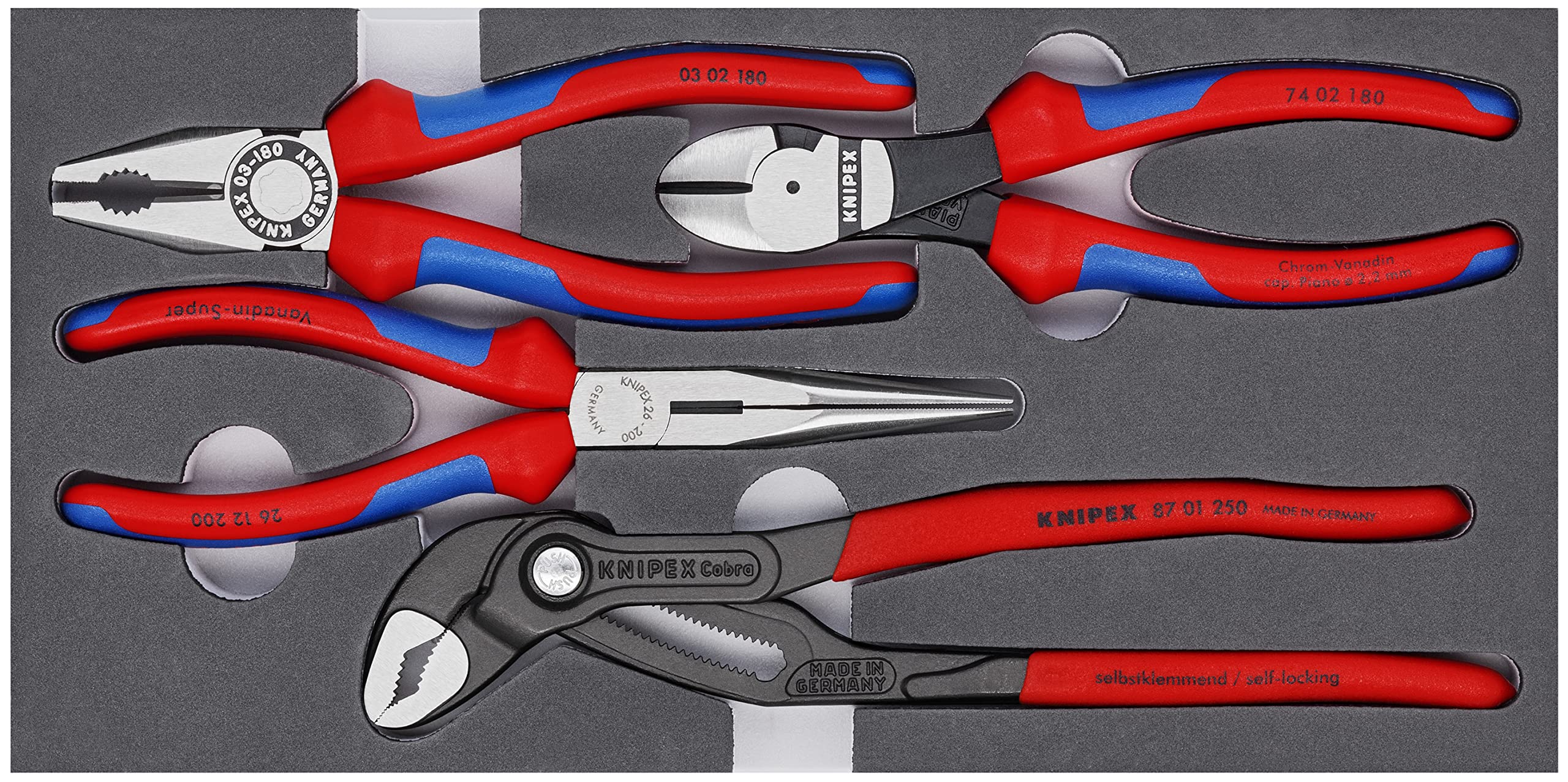 

KNIPEX Pliers Set with Urethane 002001V15 Tray,